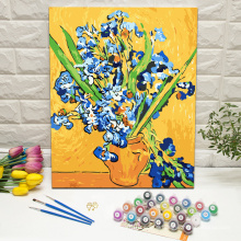 Masterpiece irises by van gogh DIY wall art paint by numbers on framed canvas